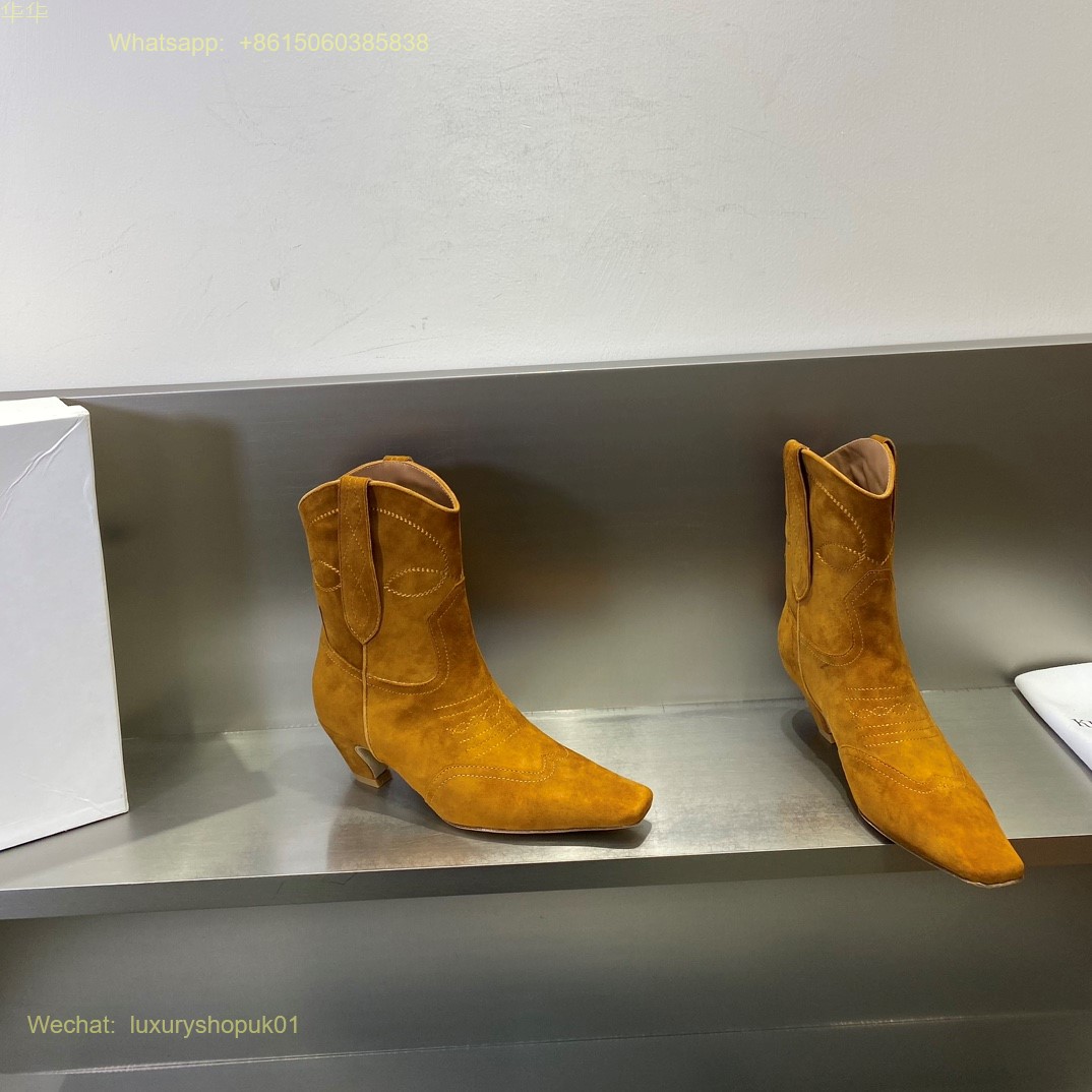 KHAITE Dallas suede Leather crystal Low Boots Women Shoes