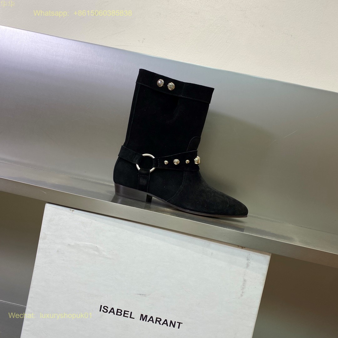 ISABEL MARANT Siago embellished suede boots pointed toe Women Shoes