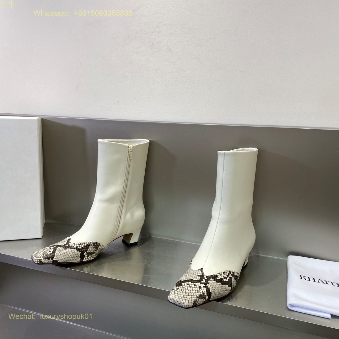 KHAITE White The Nevada Stretch Low Boots Dallas Leather Women Shoes