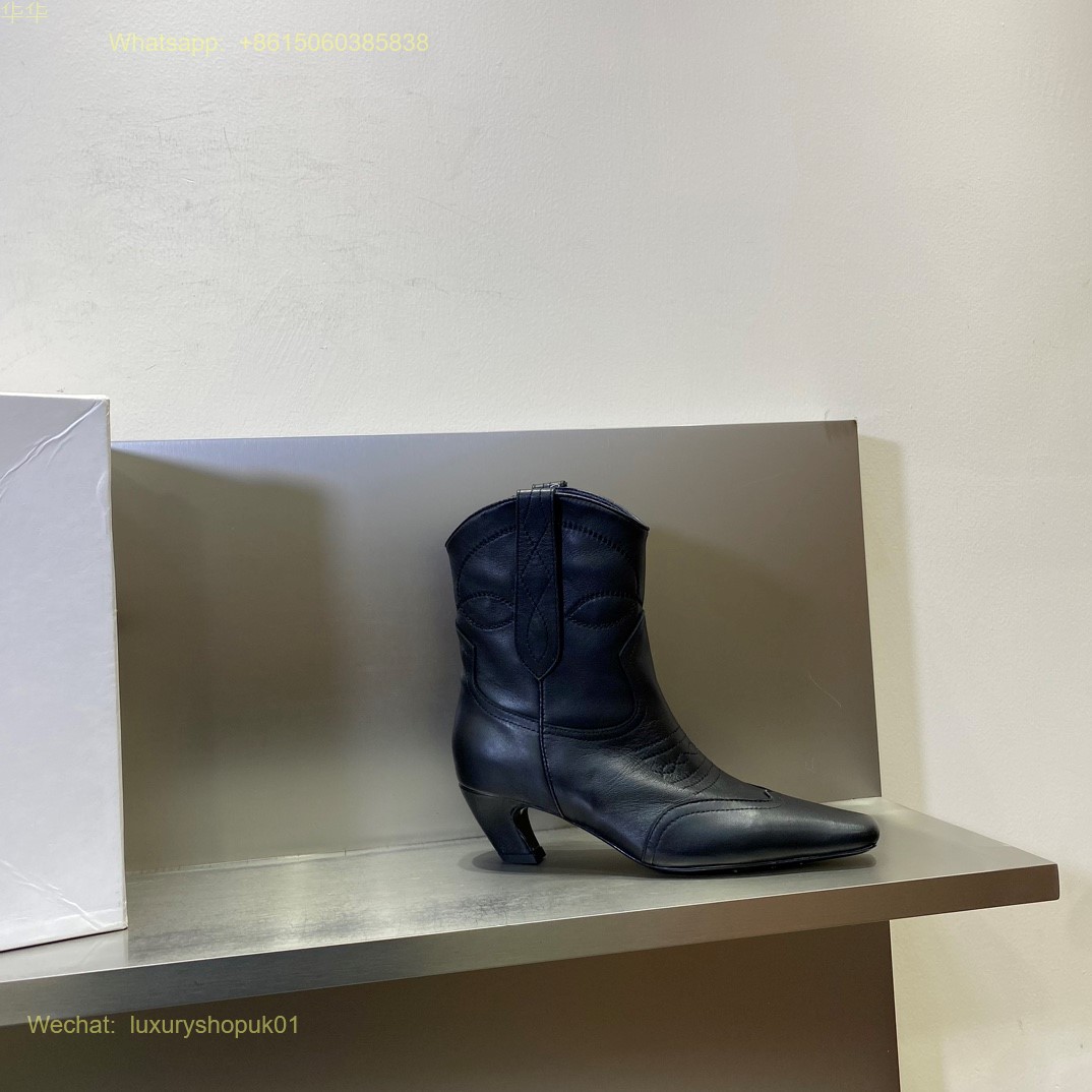 KHAITE Dallas Leather crystal Low Boots Women Shoes