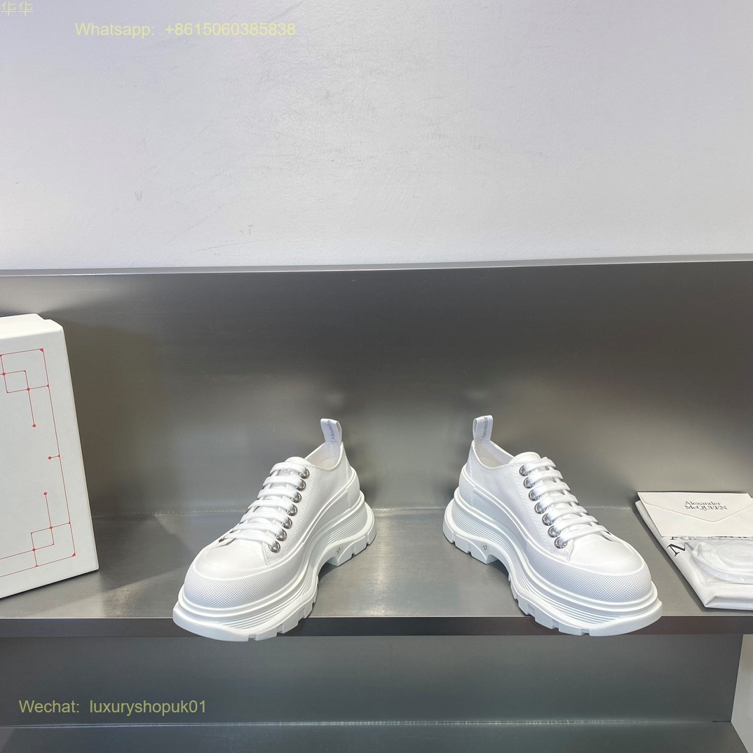 Alexander McQueen Lace-Up Chunky Sneakers White Mens Women Shoes