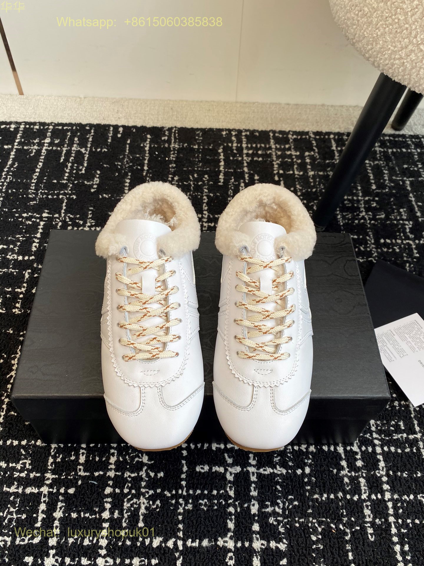 DRIES VAN NOTEN Fur Shearling Leather and suede sneakers Women Mens Shoes