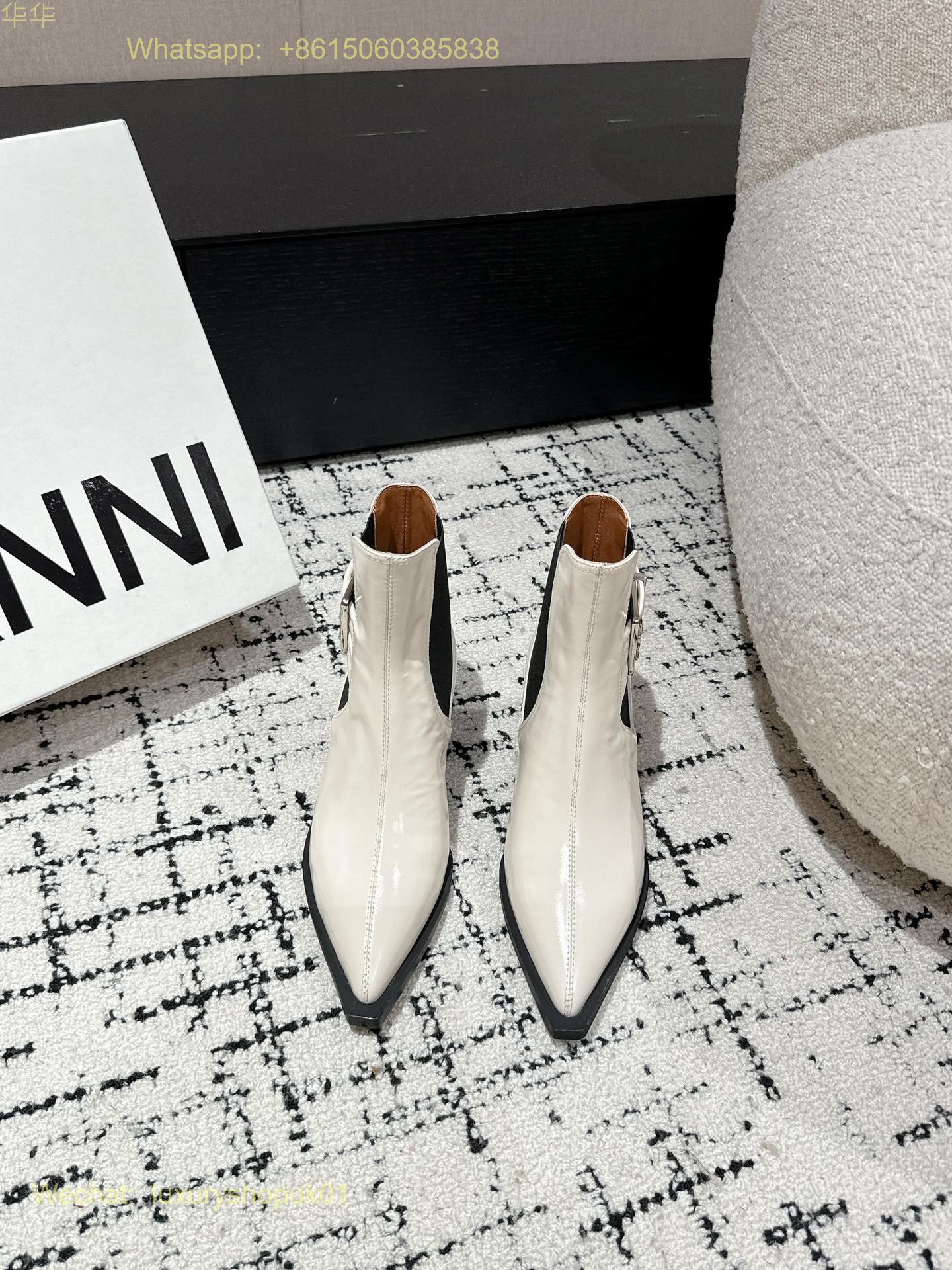 GANNI Leather ankle boots pointed toe Women Shoes