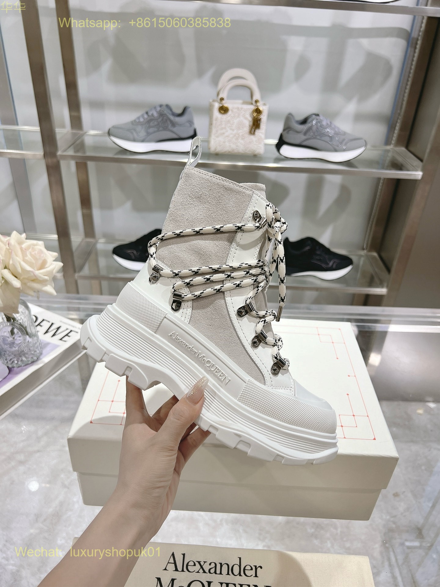 Alexander McQueen Tread Slick Logo Print High Top Sneakers Mens Women Shoes