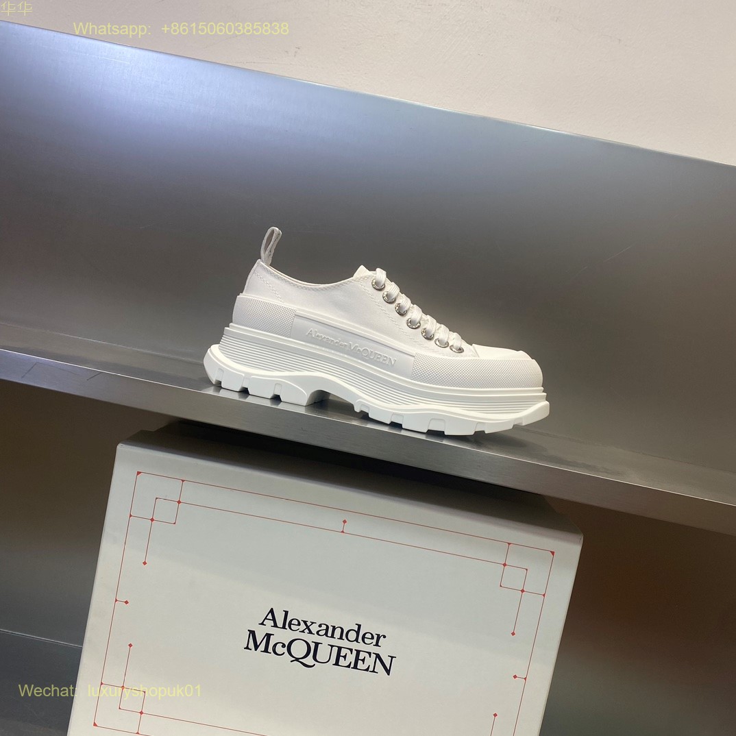 Alexander McQueen Lace-Up Chunky Sneakers White Mens Women Shoes