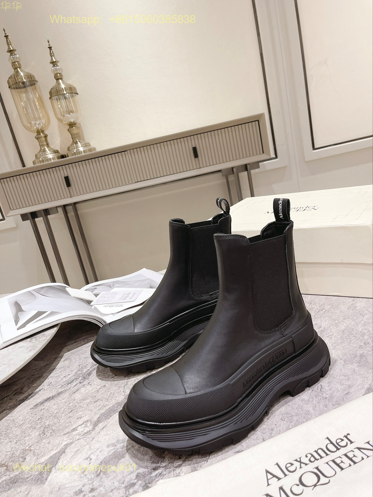 Alexander McQueen Tread Slick Ankle Boots Mens Women Shoes