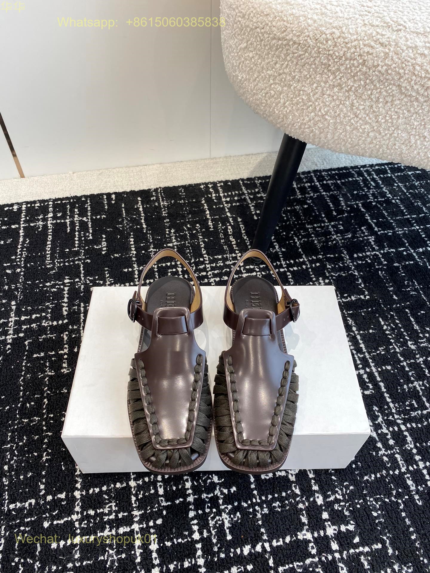 HEREU Black Alaro Sandals Woven lace-up buckle ankle strap Pesca Fisherman Cabersa Vedra Women Shoes