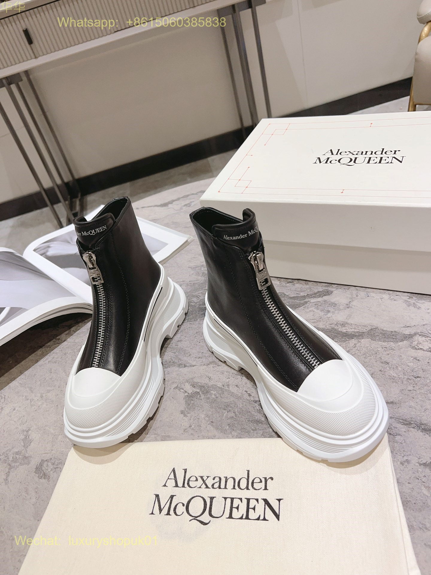 Alexander McQueen Tread Slick Ankle Boots Mens Women Shoes