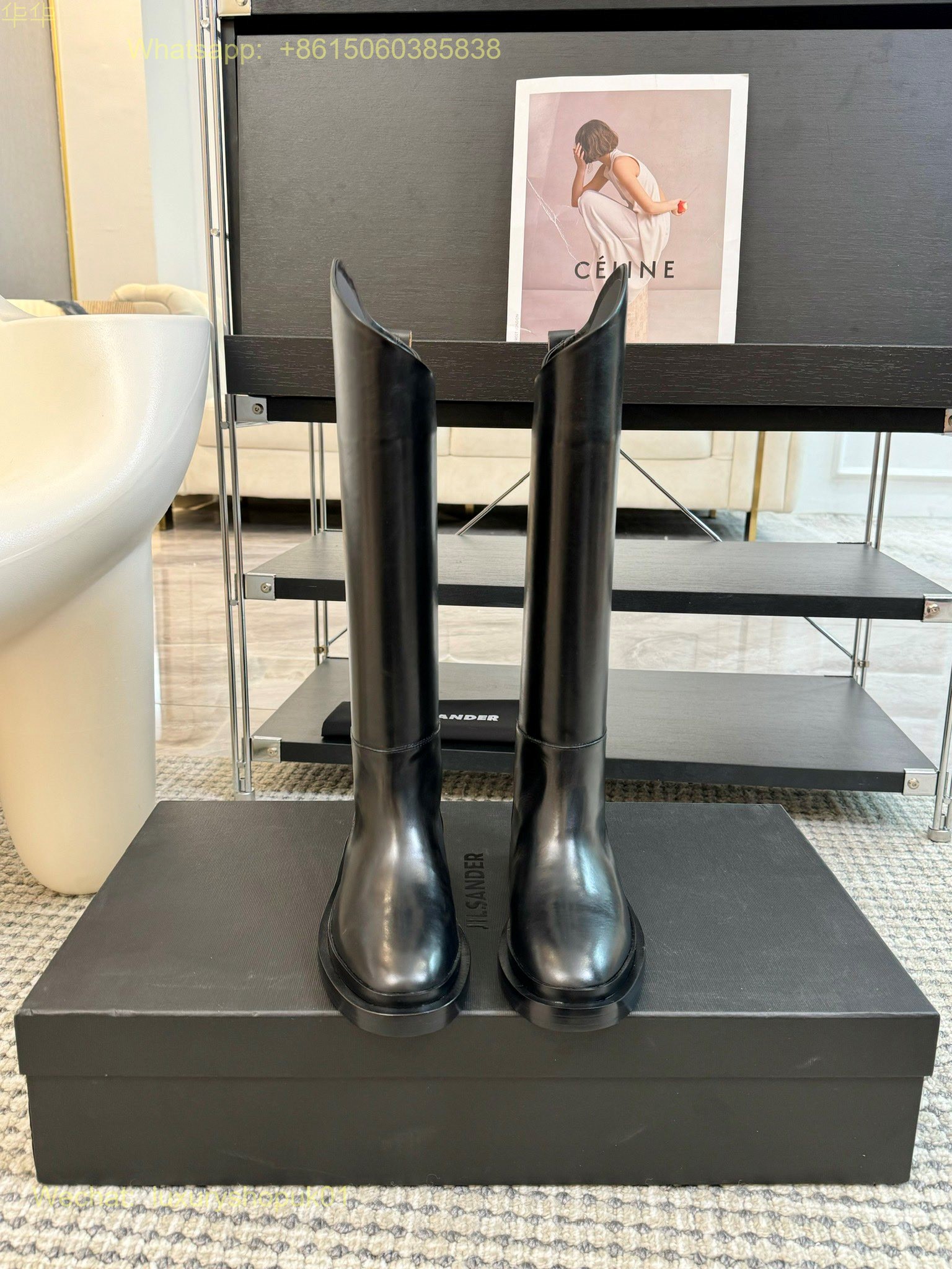 Jil Sander Leather Knee-high Riding Tall Boots Women Shoes