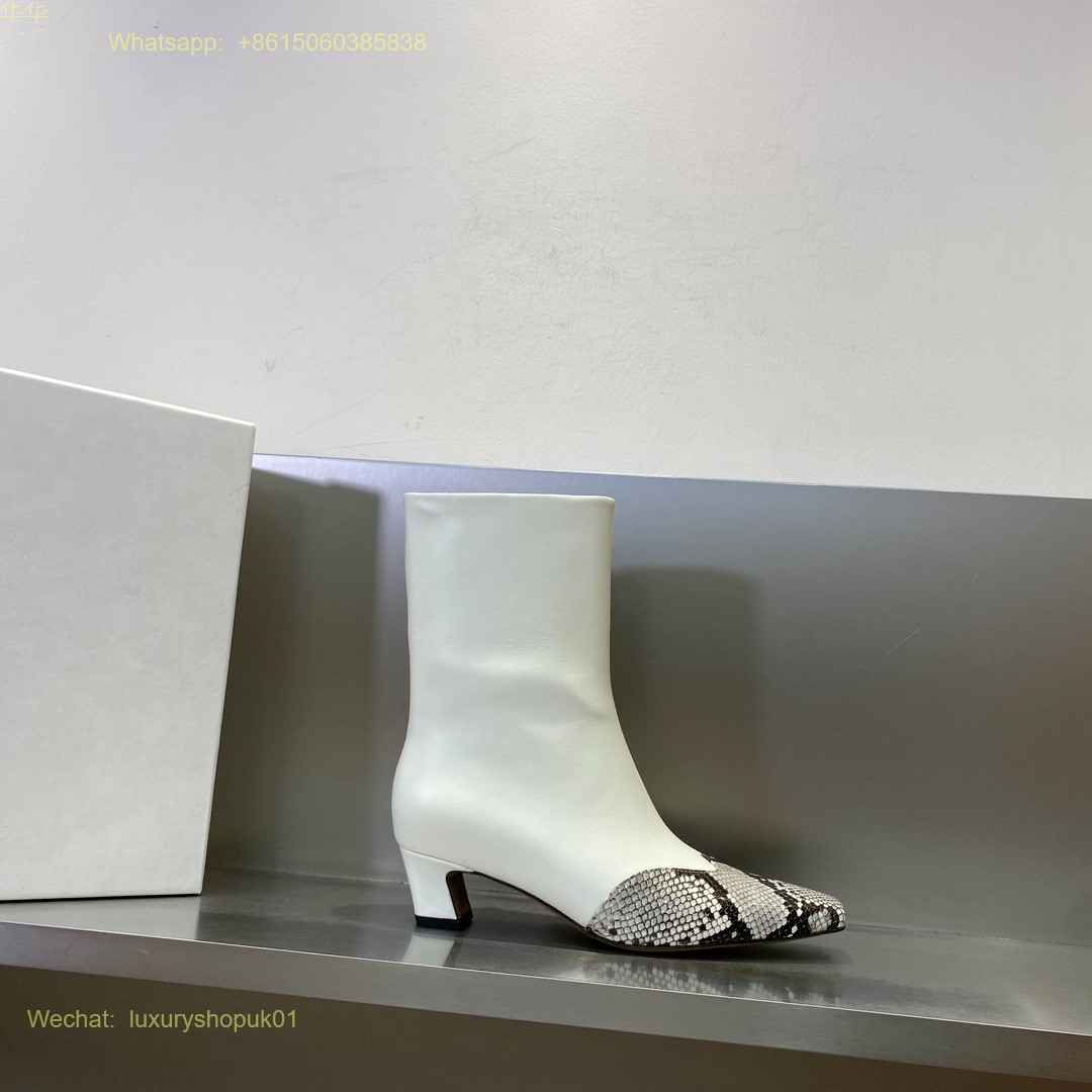 KHAITE White The Nevada Stretch Low Boots Dallas Leather Women Shoes