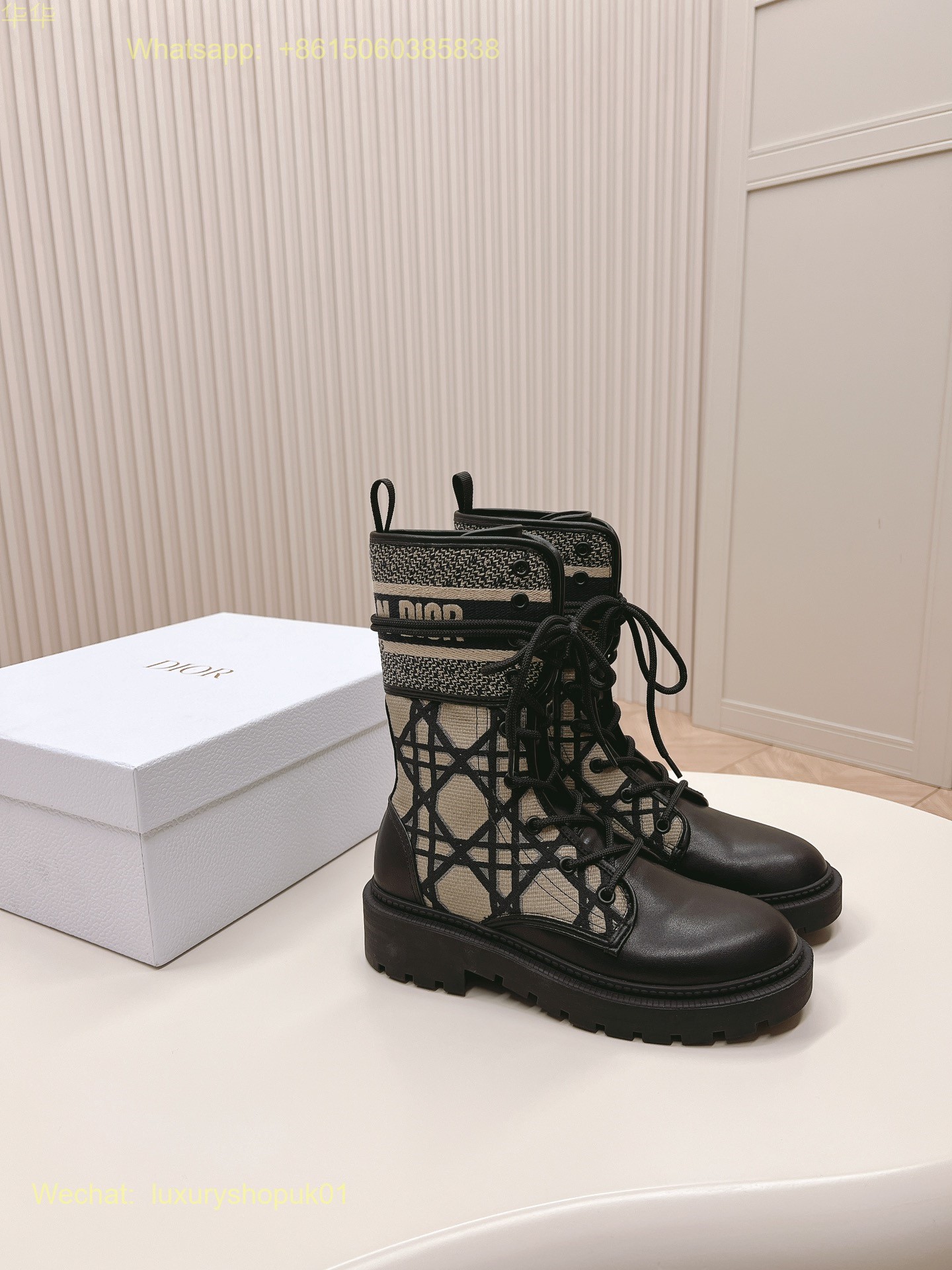 Dior D-Maior Tweed lace up ankle Boots Women Shoes