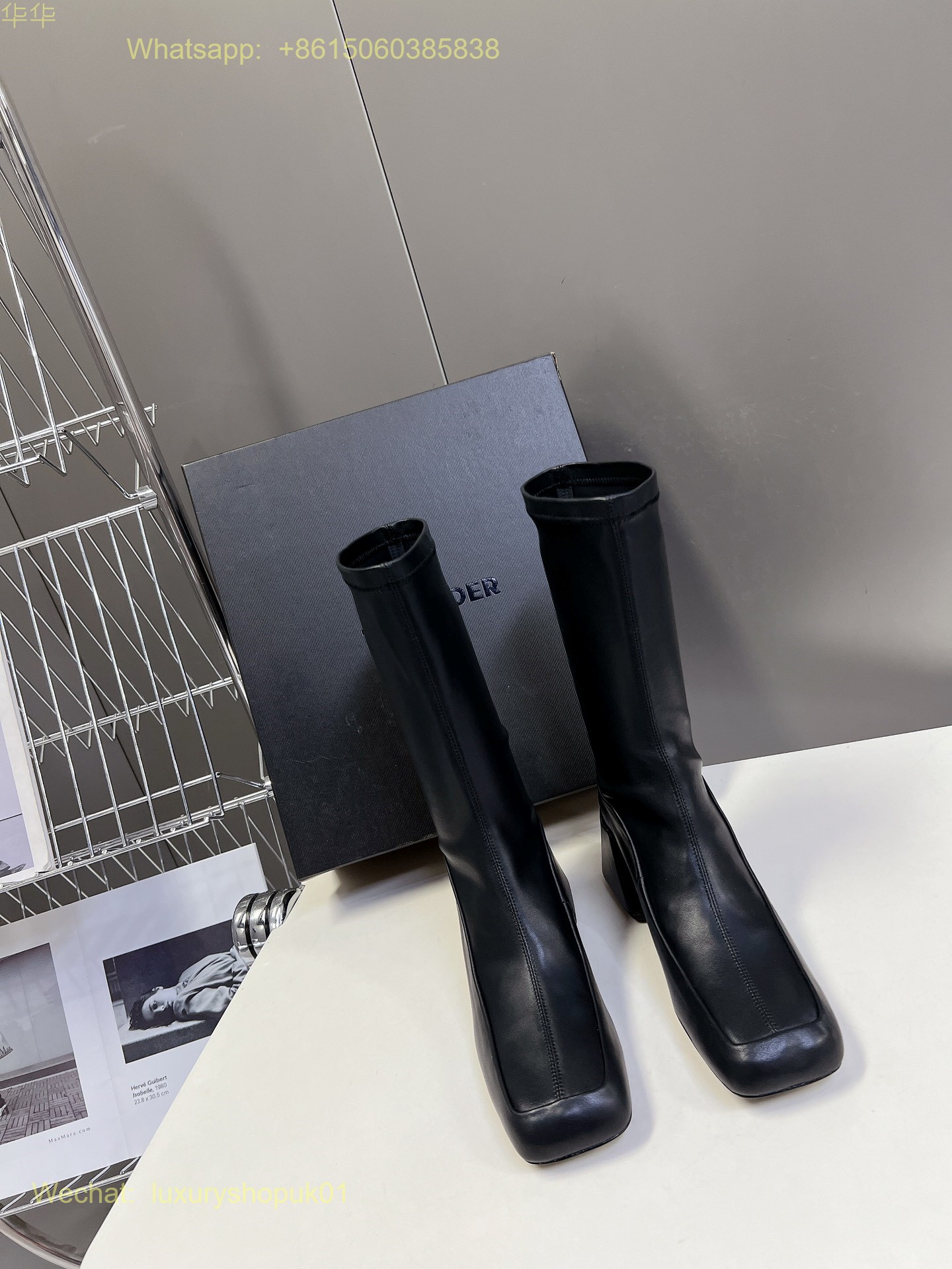 Jil Sander Block-Heel Leather Boots Women Shoes