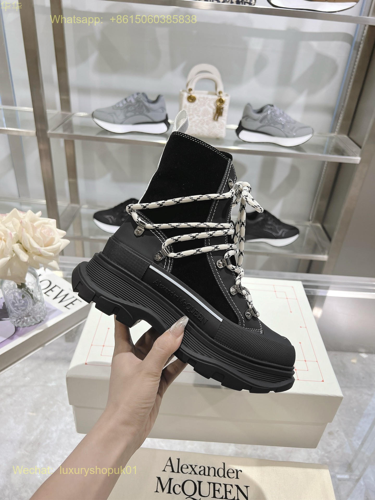 Alexander McQueen Tread Slick Logo Print High Top Sneakers Mens Women Shoes