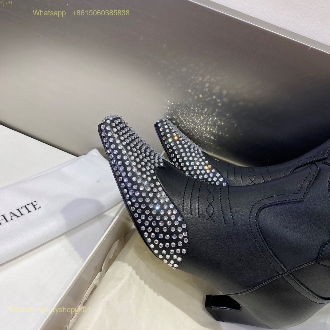 KHAITE Dallas Leather crystal Low Boots Women Shoes