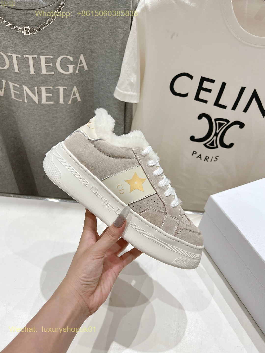 Dior Star fur shearling Sneaker Women Shoes