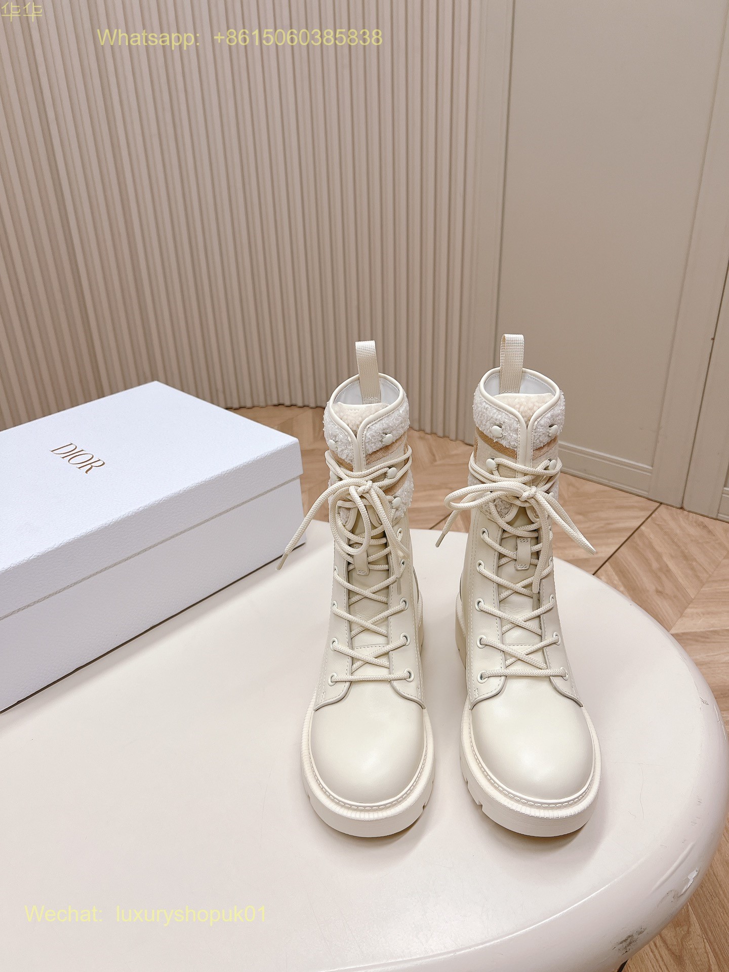 Christian Dior fur shearling lace up ankle boot Women Shoes