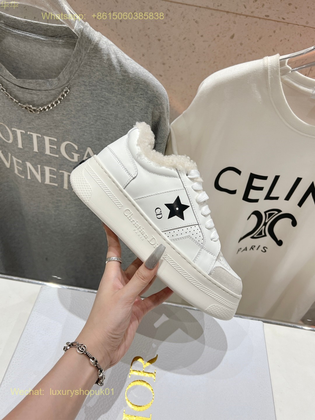 Dior Star fur shearling Sneaker Women Shoes