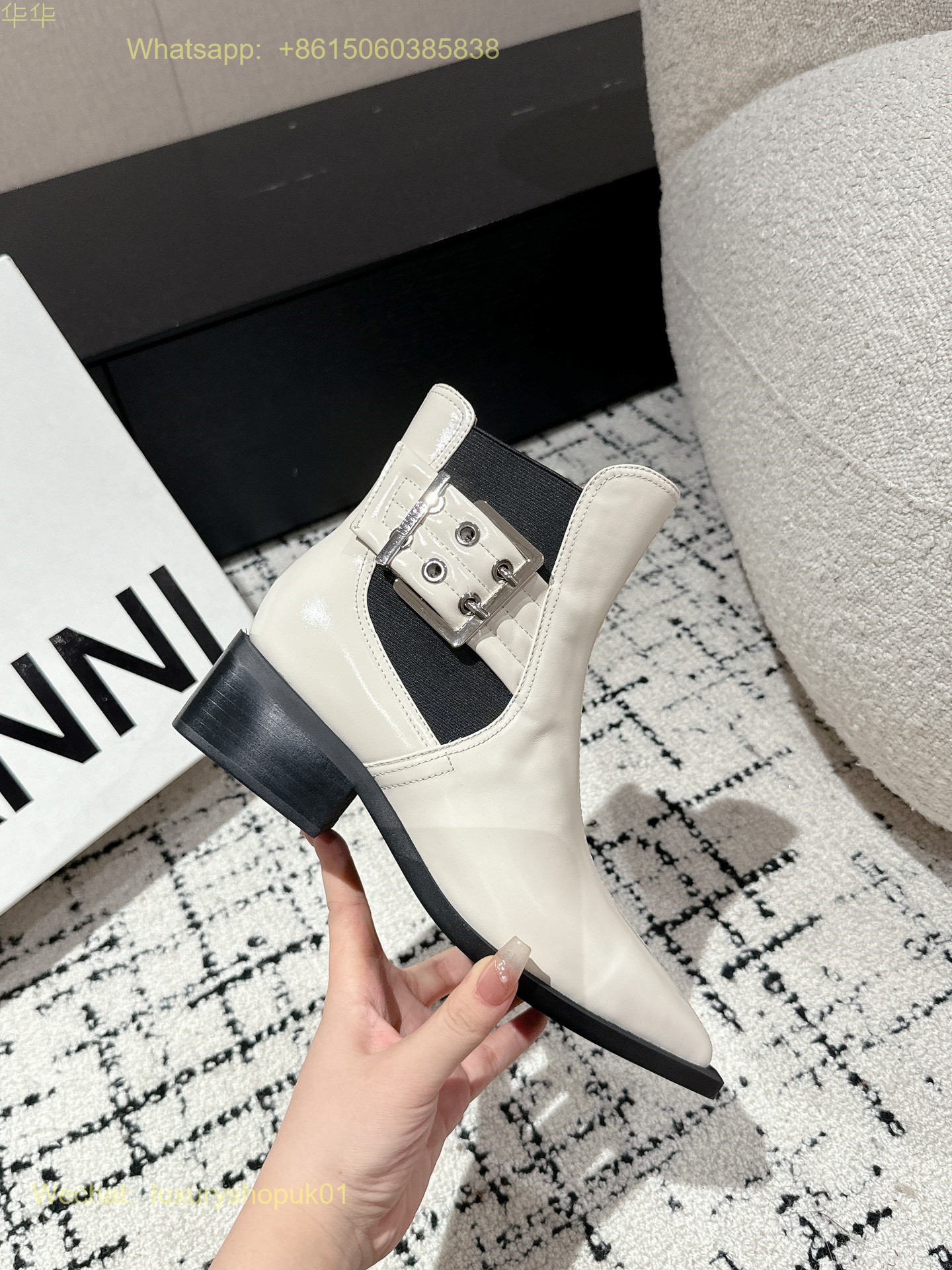 GANNI Leather ankle boots pointed toe Women Shoes