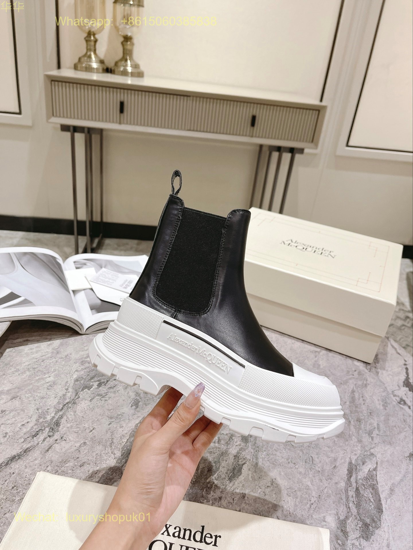 Alexander McQueen Tread Slick Ankle Boots Mens Women Shoes