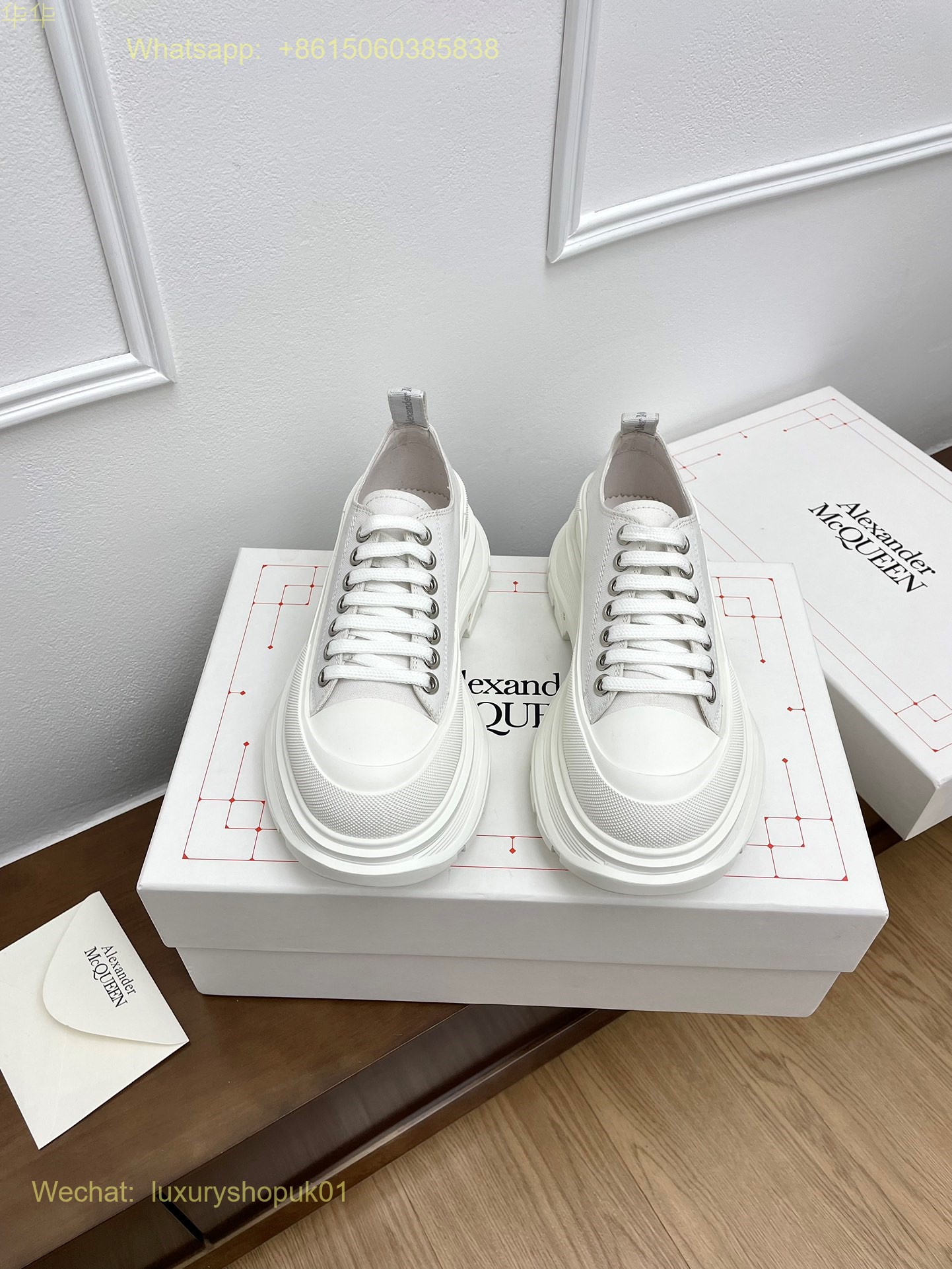 Alexander McQueen Lace-Up Chunky Sneakers White Mens Women Shoes
