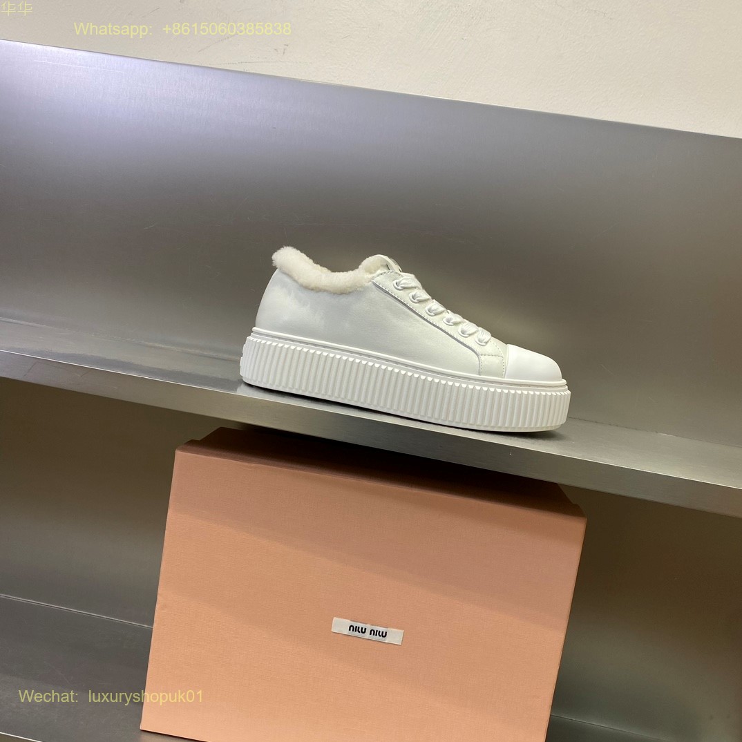 Miu Miu Shearling lace-up Sneakers Women Shoes