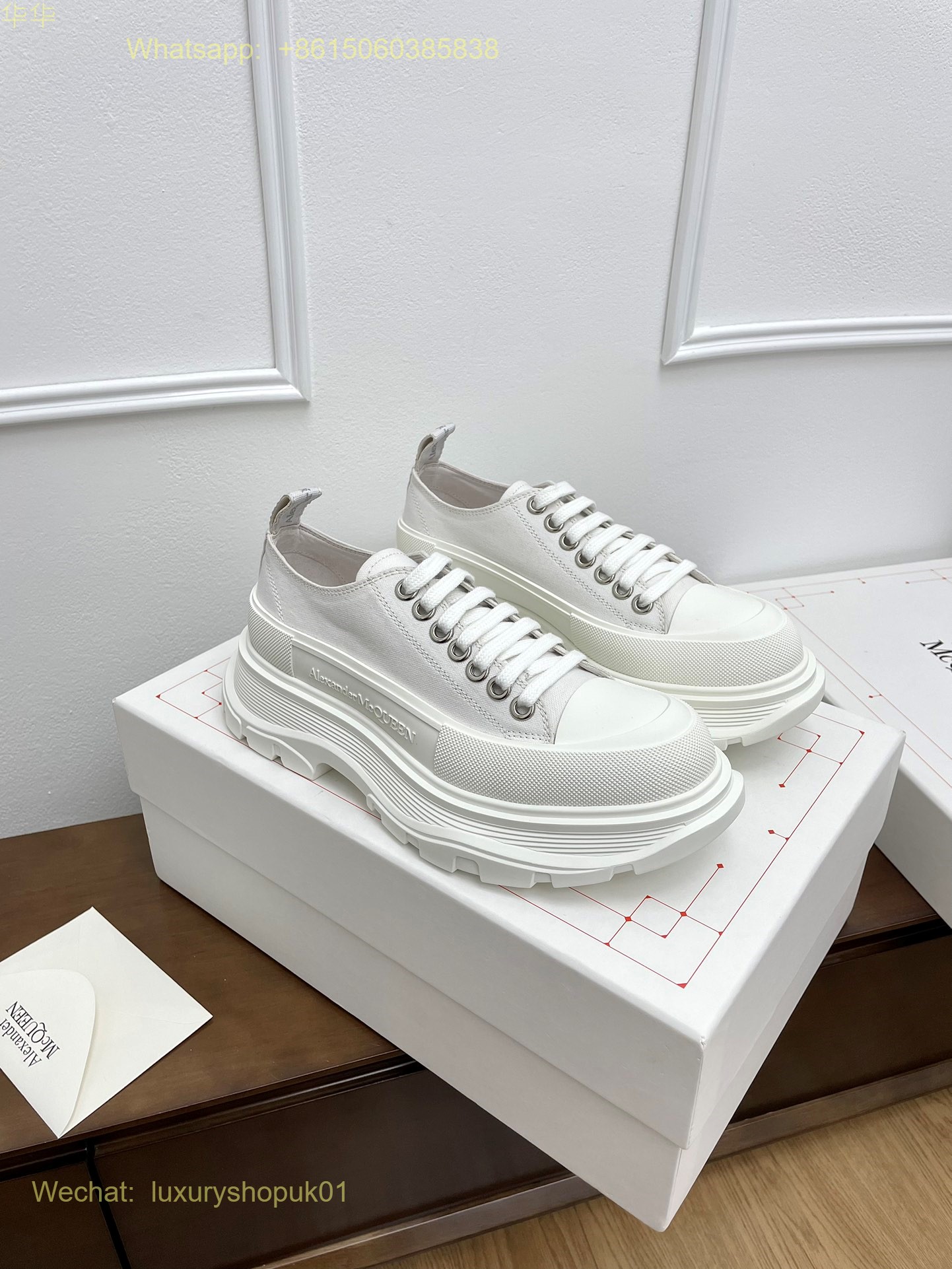 Alexander McQueen Lace-Up Chunky Sneakers White Mens Women Shoes