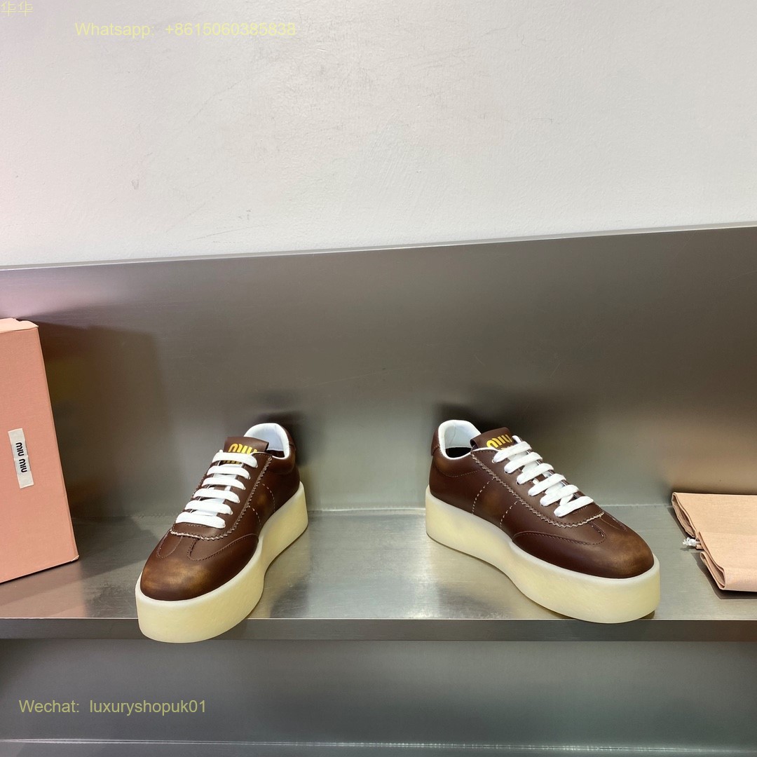 Miu Miu Logo-Patch Lace-Up Sneakers Women Shoes