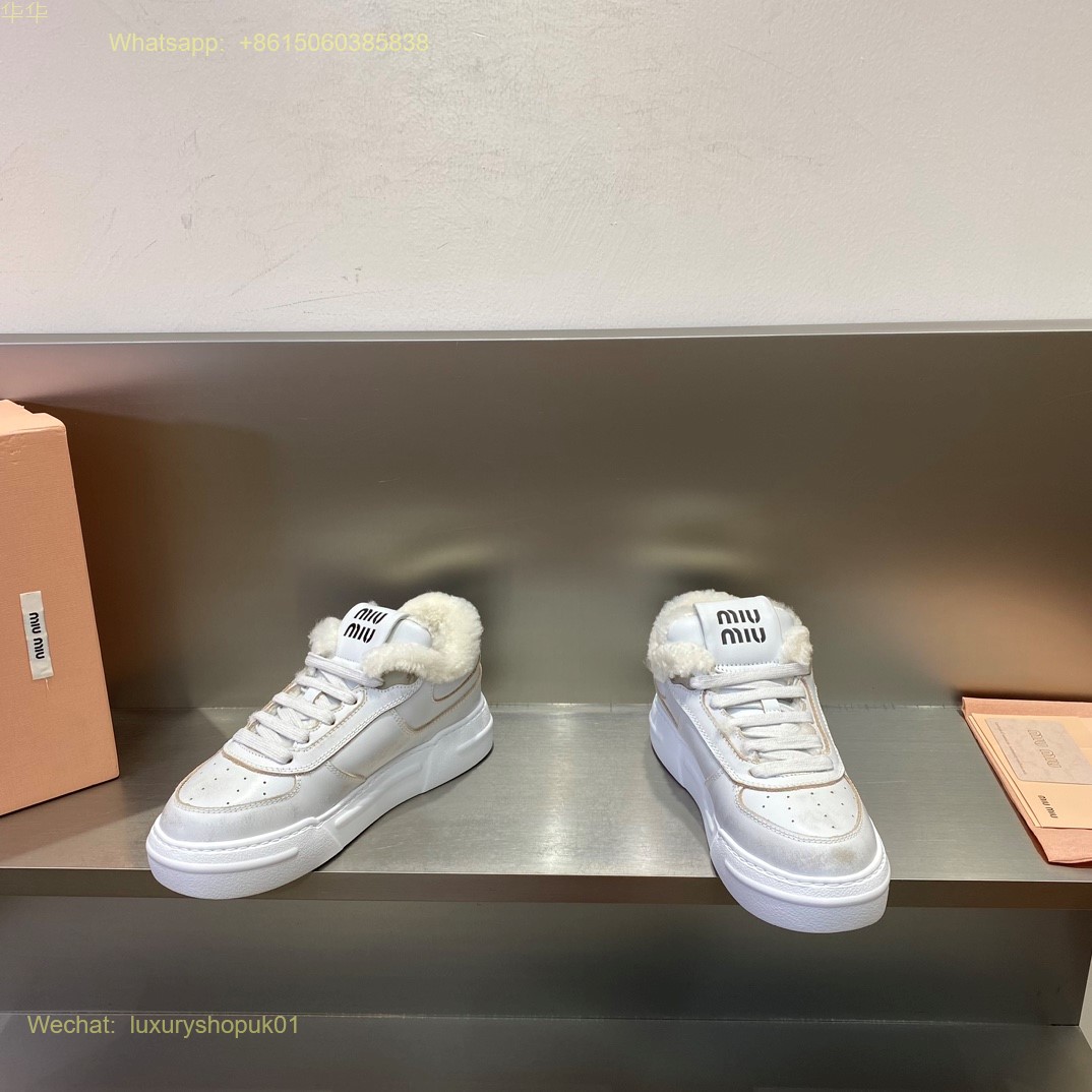 Miu Miu Shearling lace-up Sneakers Women Shoes