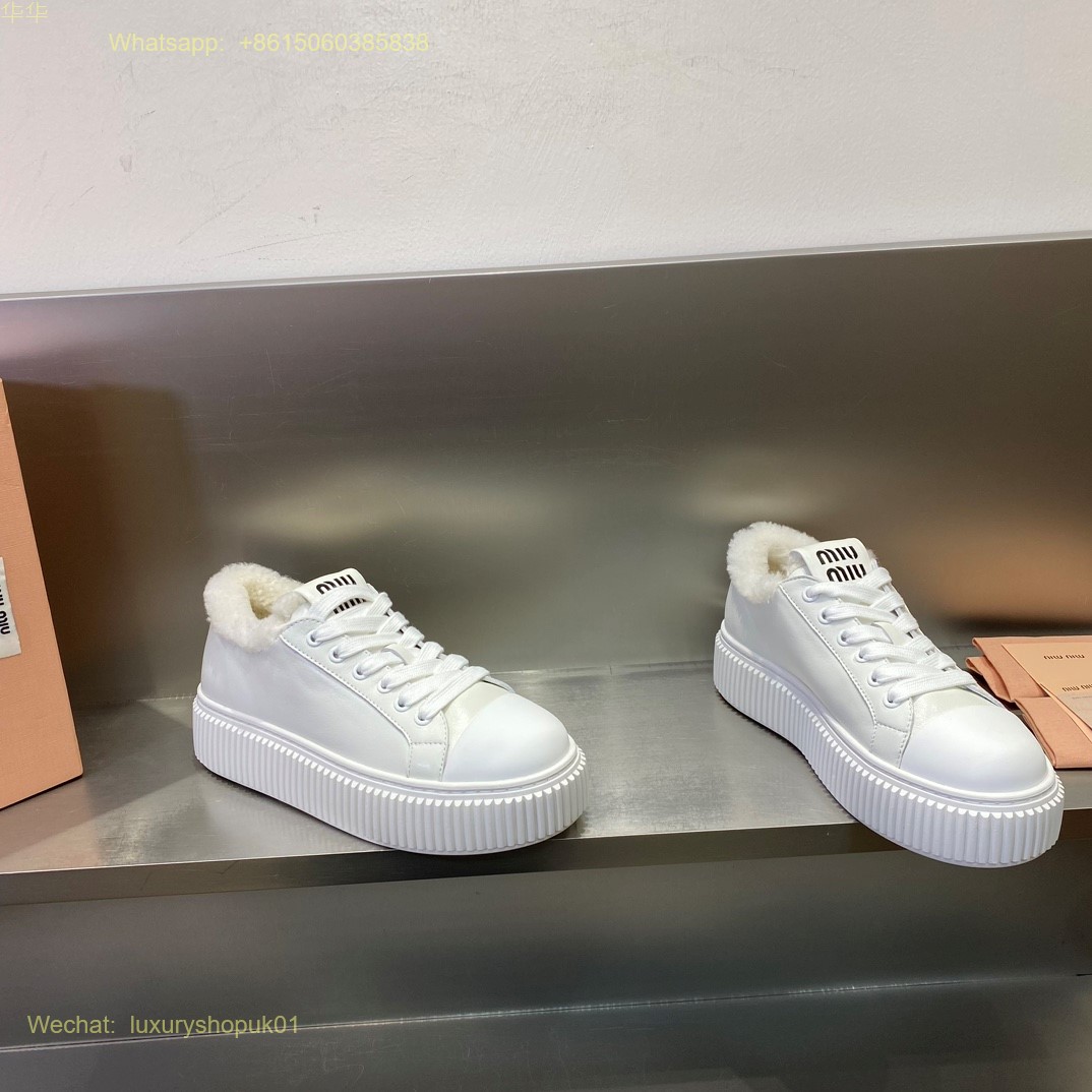 Miu Miu Shearling lace-up Sneakers Women Shoes