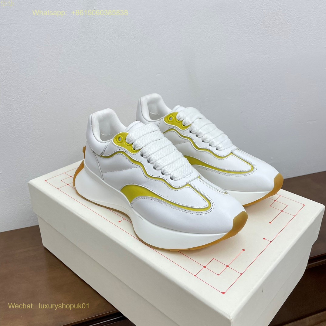 Alexander McQueen Leather Sprint Runner Sneakers Mens Women Shoes