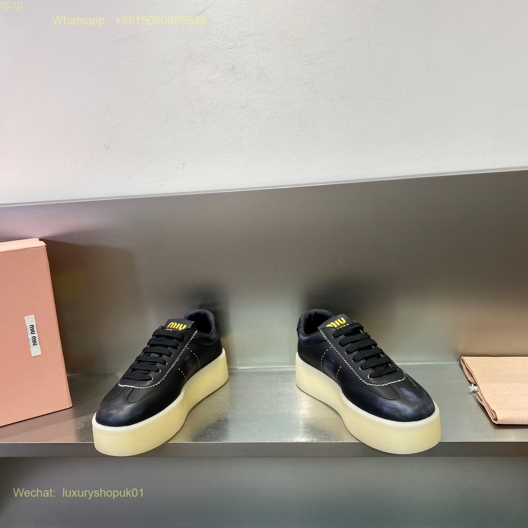 Miu Miu Logo-Patch Lace-Up Sneakers Women Shoes