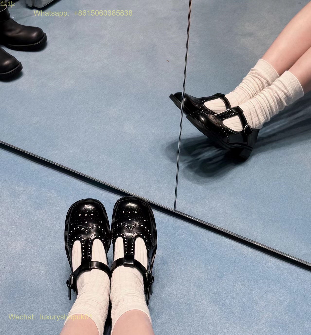 Miu Miu Leather Mary Jane Flat Women Shoes