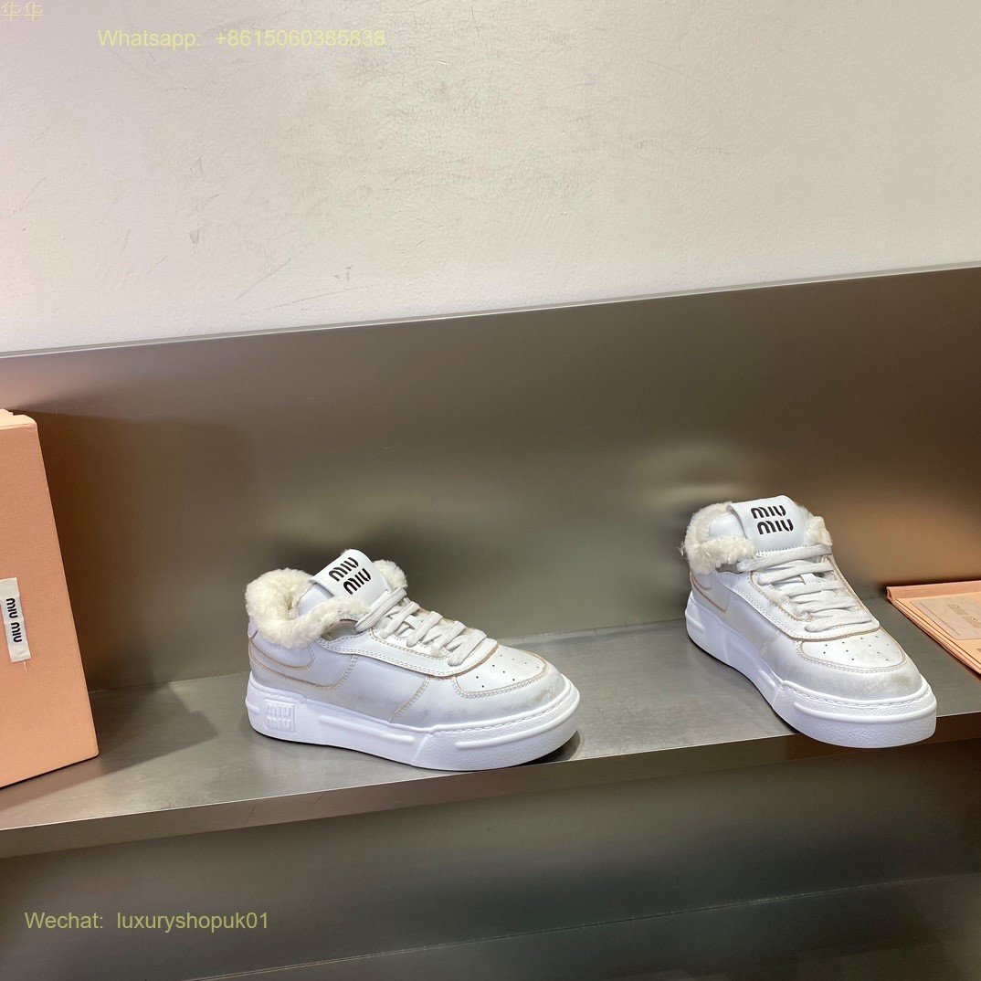 Miu Miu Shearling lace-up Sneakers Women Shoes