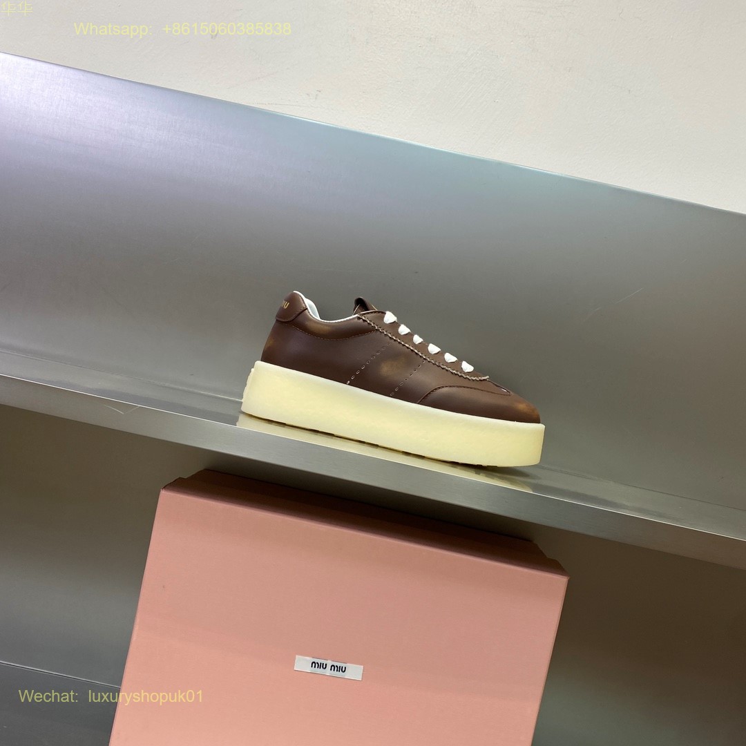 Miu Miu Logo-Patch Lace-Up Sneakers Women Shoes