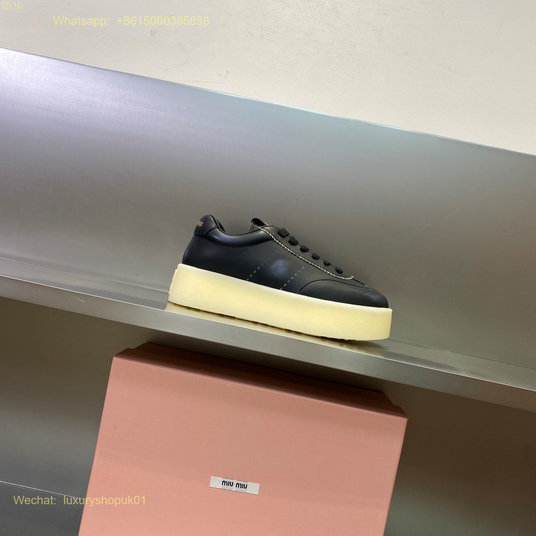 Miu Miu Logo-Patch Lace-Up Sneakers Women Shoes