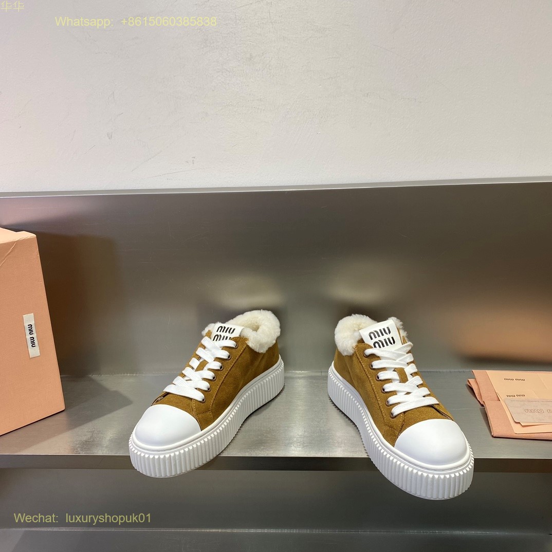 Miu Miu Shearling lace-up Sneakers Women Shoes
