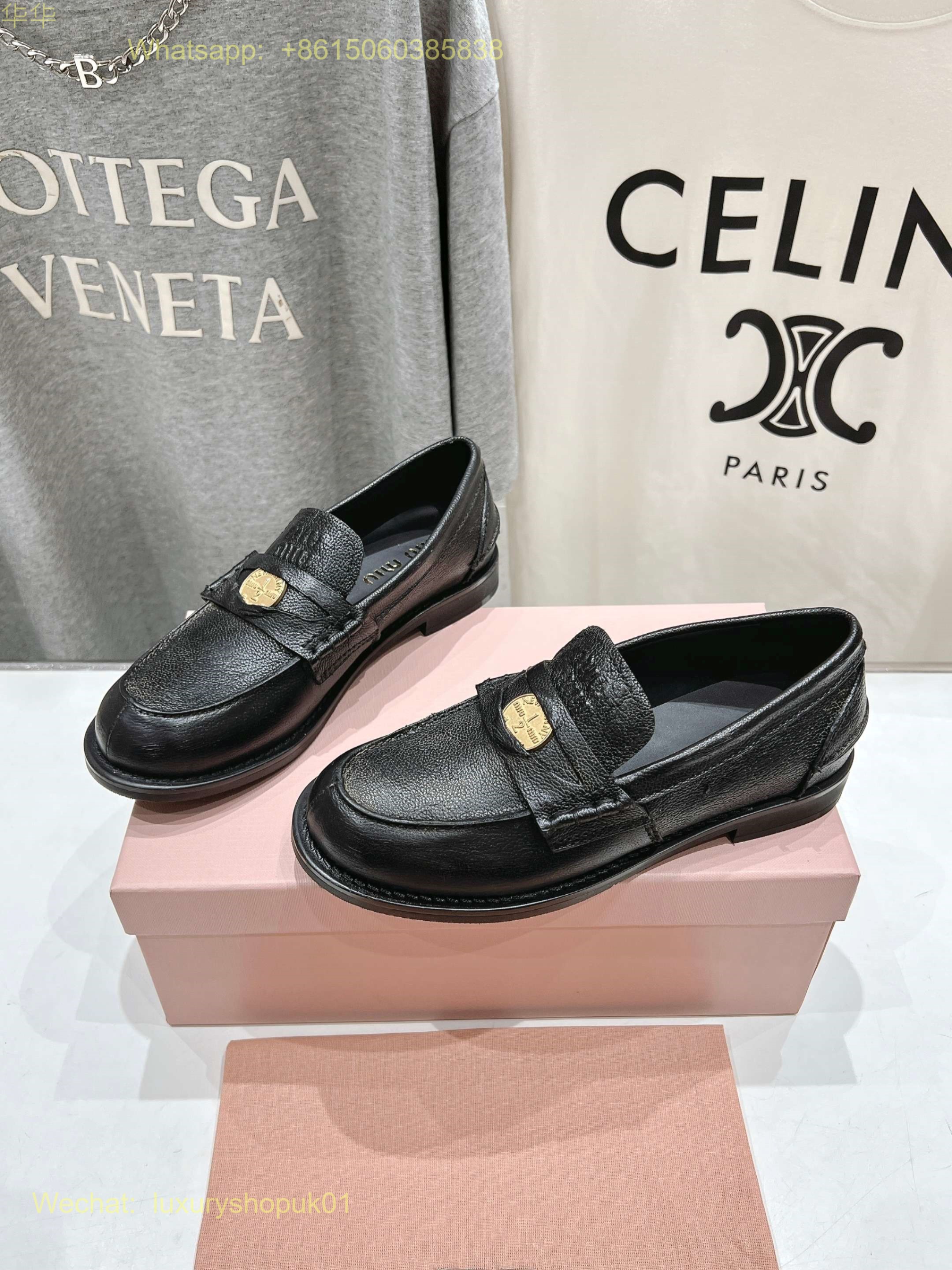 Miu Miu Round Toe Embossed Patent Penny Loafers Women Shoes