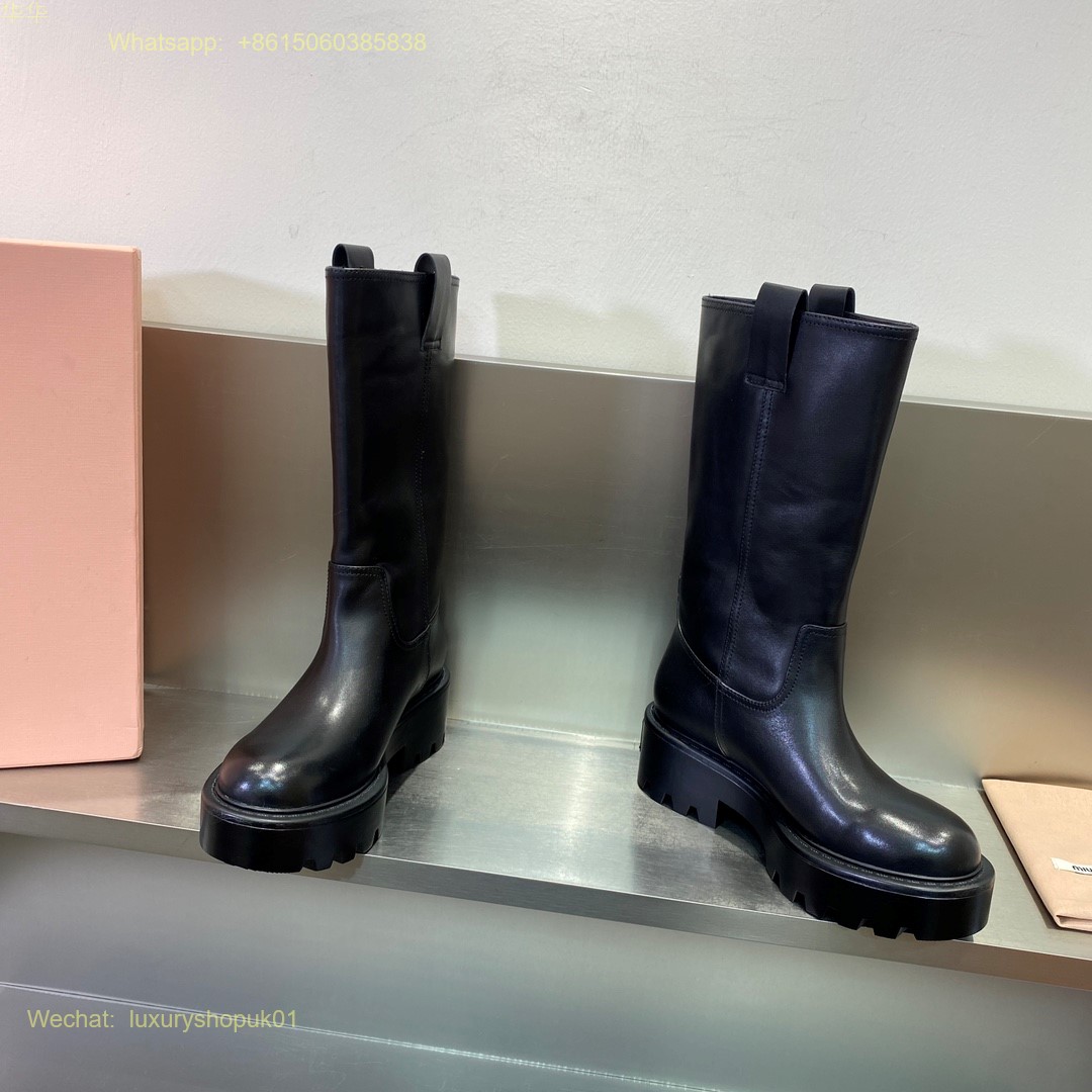 Miu Miu Leather Boots Women Shoes