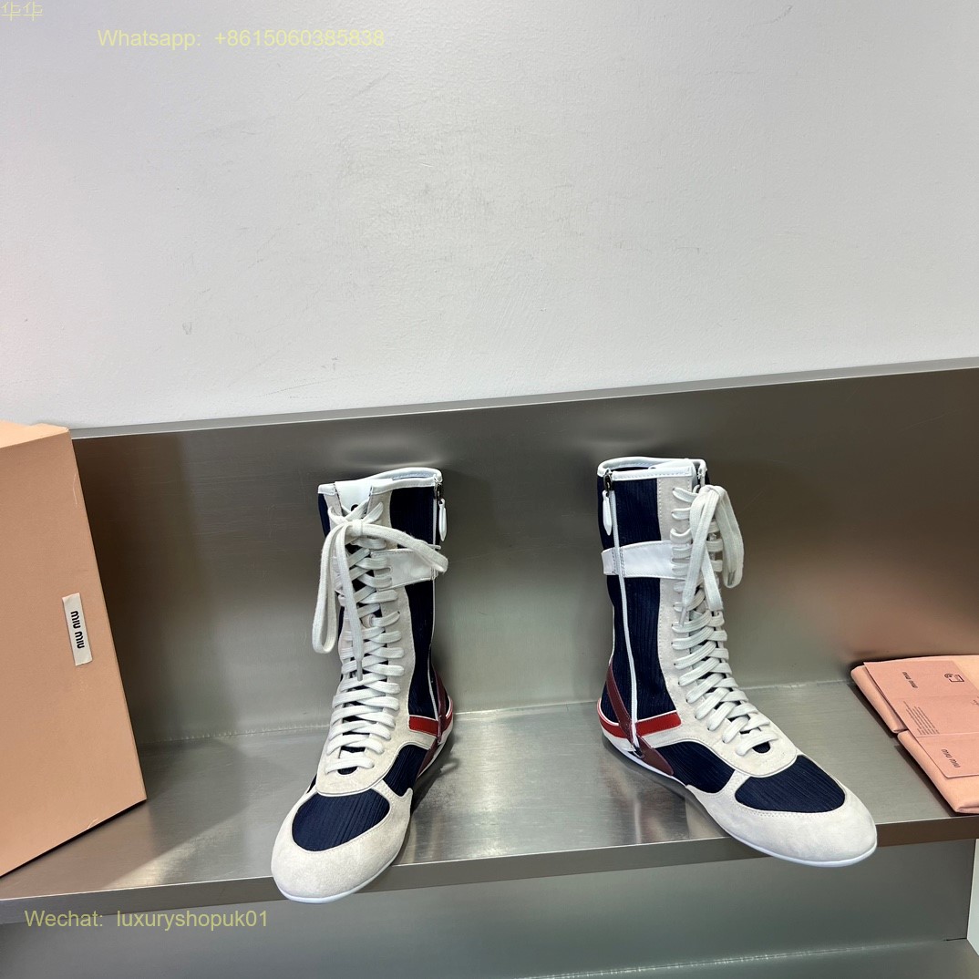 Miu Miu high top Sneaker Lace-Up Boots Women Shoes
