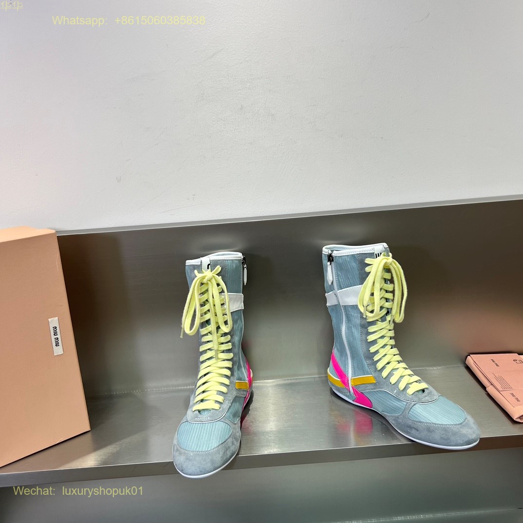 Miu Miu high top Sneaker Lace-Up Boots Women Shoes