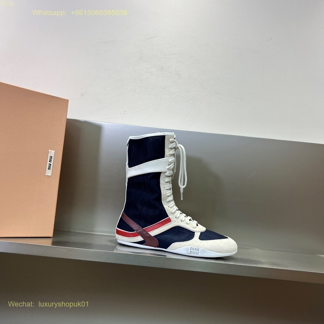 Miu Miu high top Sneaker Lace-Up Boots Women Shoes
