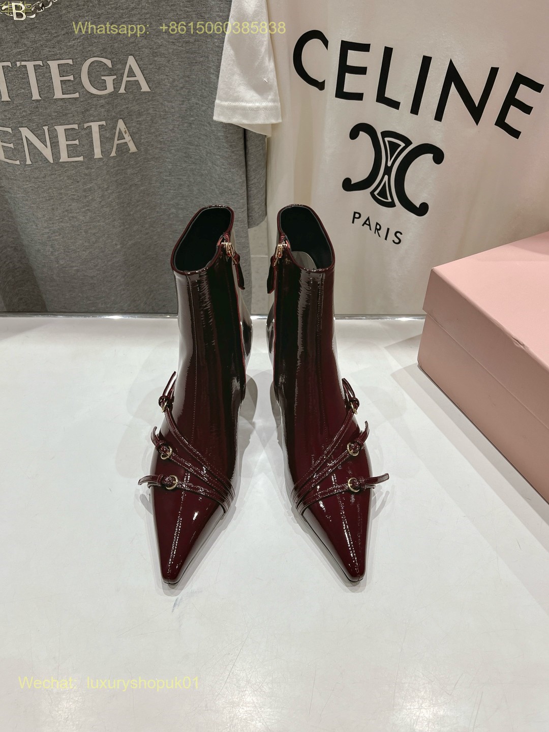 Miu Miu naplak booties Buckle Strap Point-Toe Ankle Boot Women Shoes