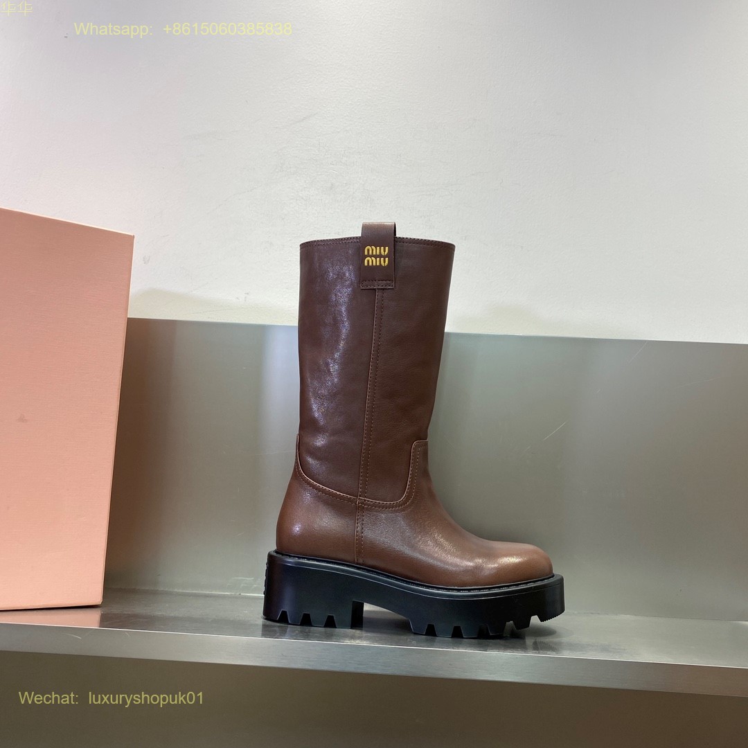 Miu Miu Leather Boots Women Shoes