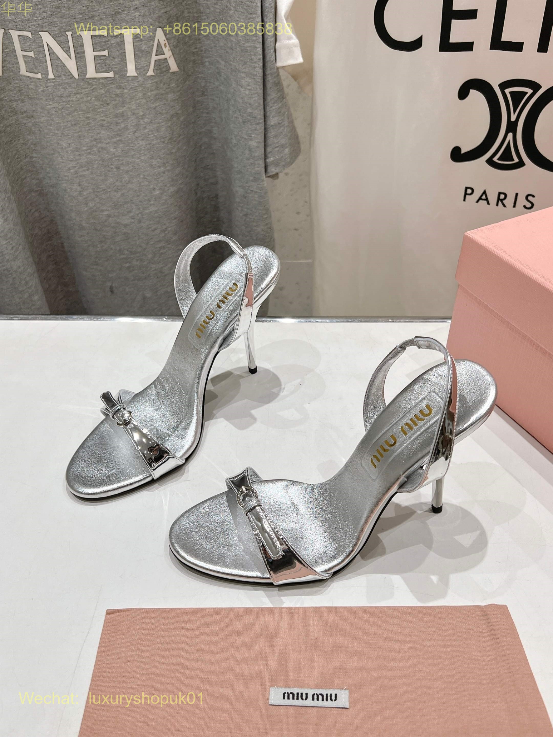 Miu Miu Patent Leather Heeled Sandals buckle Women Shoes