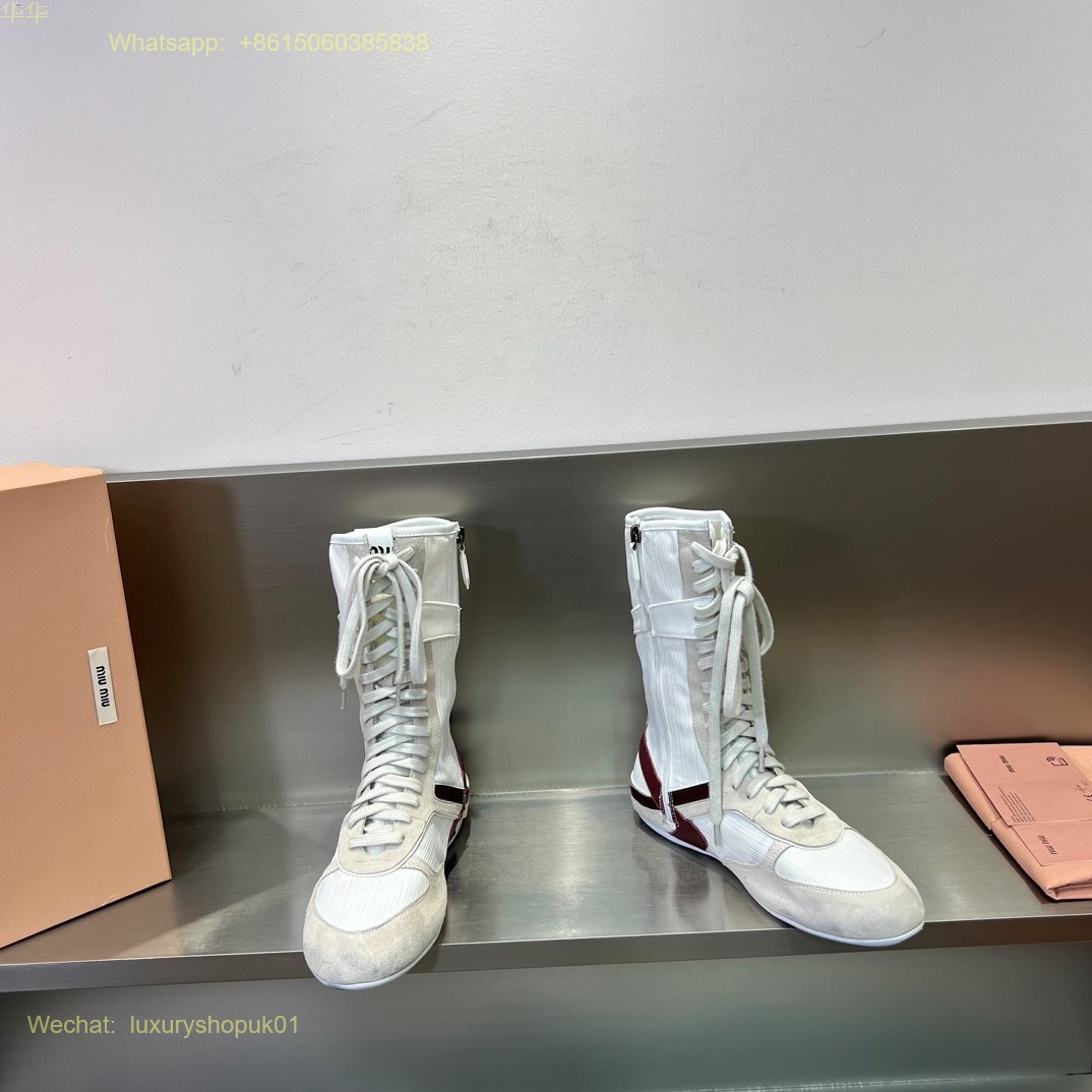 Miu Miu high top Sneaker Lace-Up Boots Women Shoes