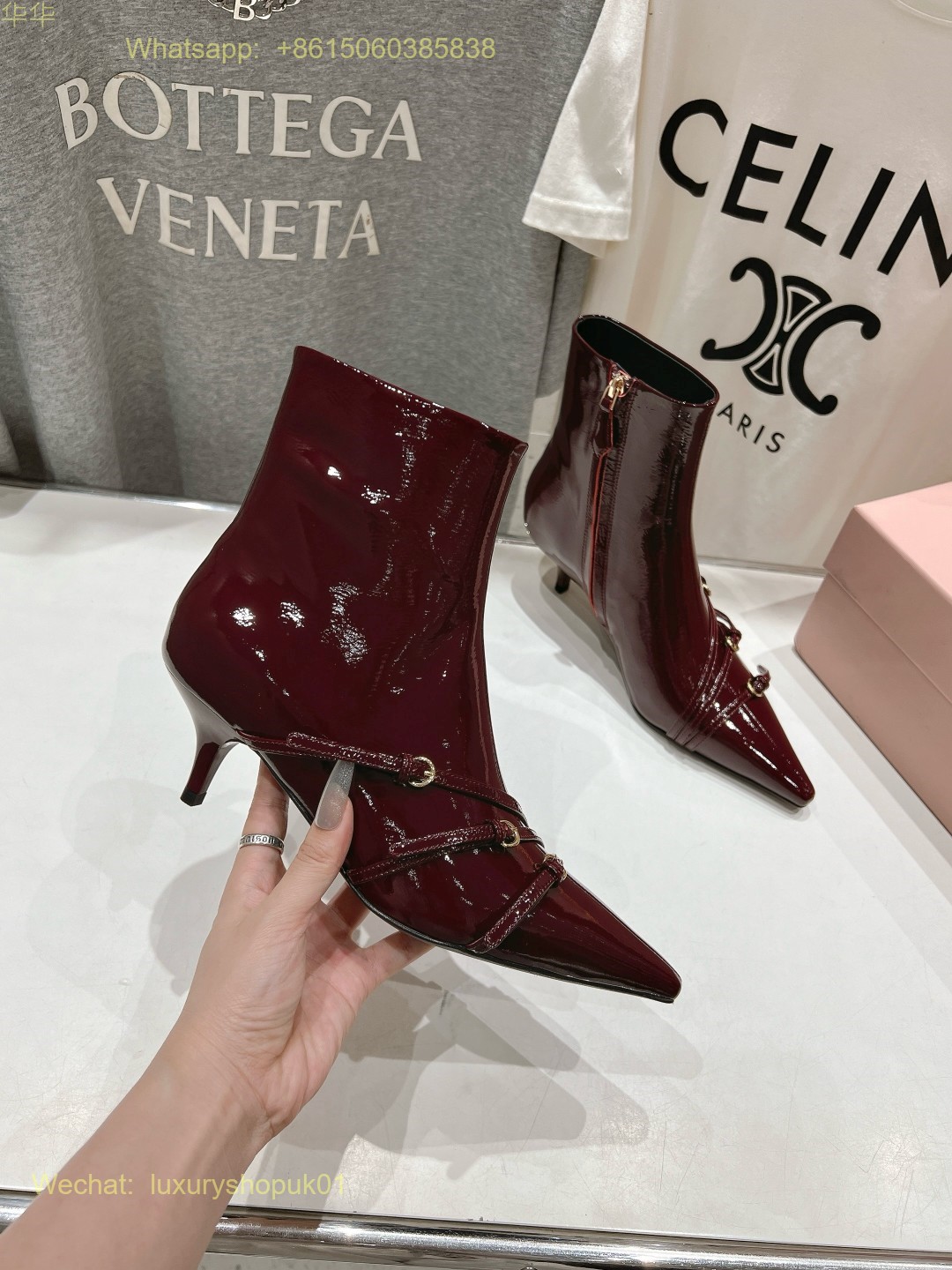 Miu Miu naplak booties Buckle Strap Point-Toe Ankle Boot Women Shoes