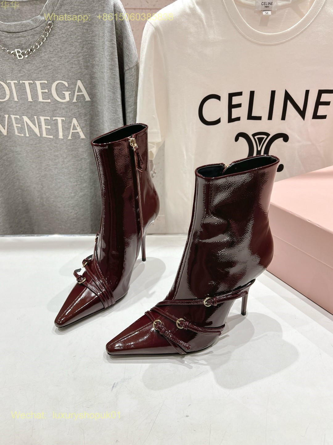 Miu Miu naplak booties Buckle Strap Point-Toe Ankle Boot Women Shoes