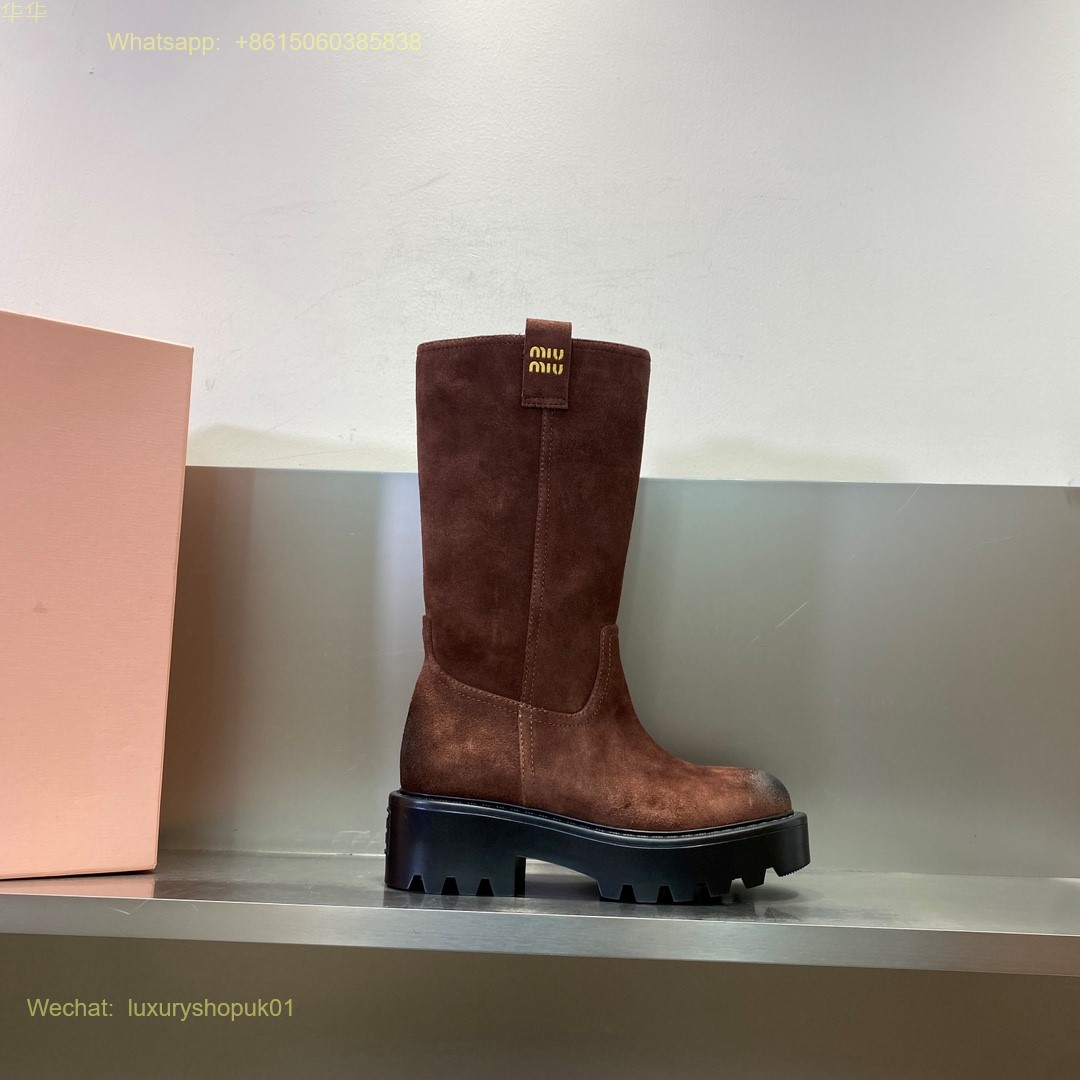 Miu Miu Suede Leather Boots Women Shoes