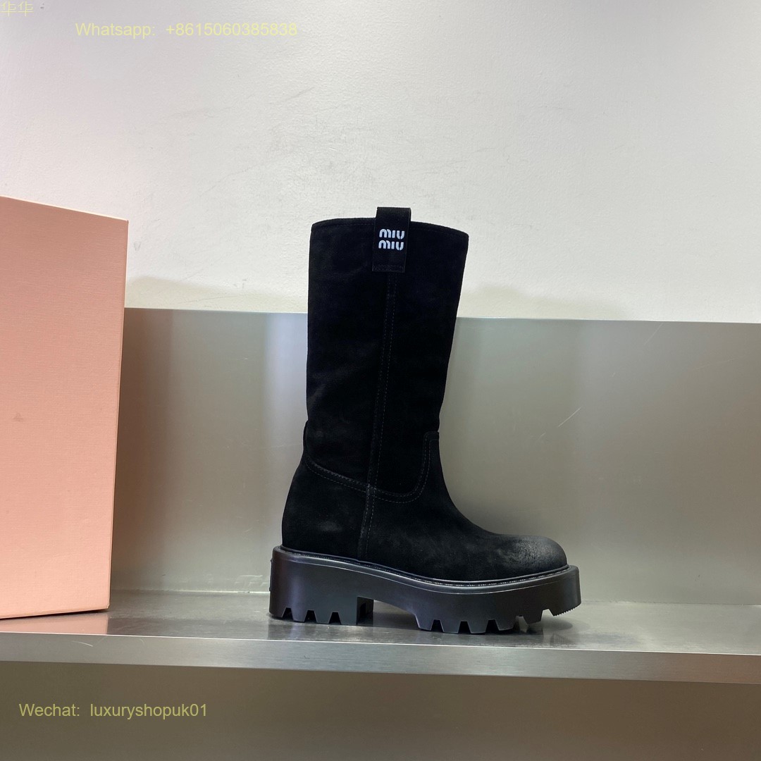 Miu Miu Suede Leather Boots Women Shoes