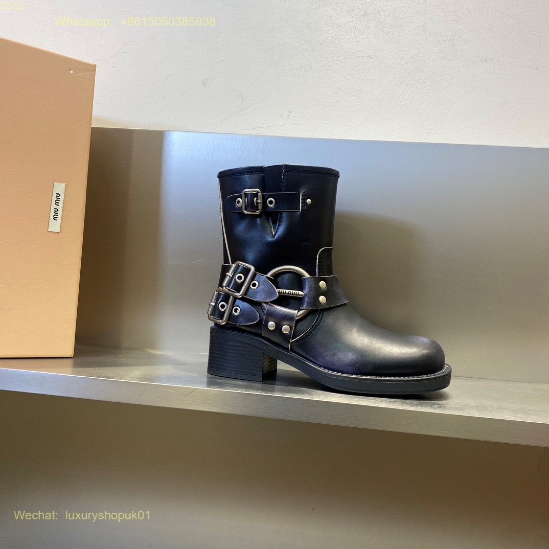 Miu Miu vintage look leather booties ankle Boot Women Shoes